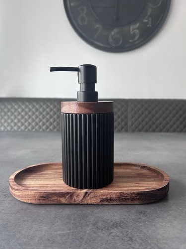 Stylish ceramic and wood soap - stylish,
