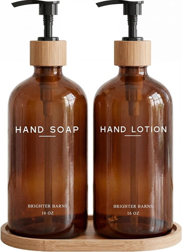 Amber glass soap and lotion - soap,
