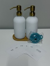 Set of 2 White Glass Soap and