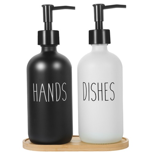 Glass soap dispenser - set, with