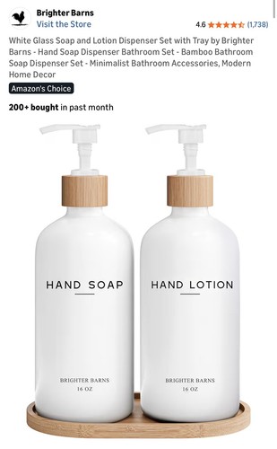 White glass soap and lotion - glass,