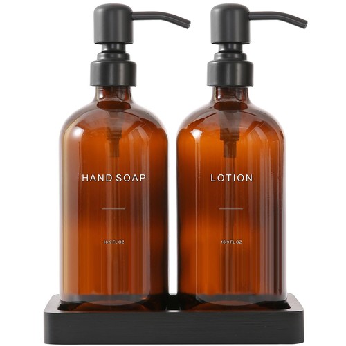 Amber glass soap dispenser - soap,
