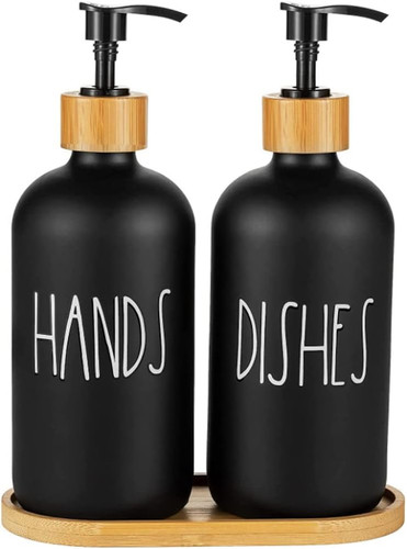 Black soap dispenser set - soap,