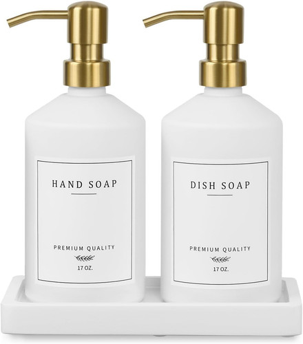 Gold soap dispenser - dispenser, glass