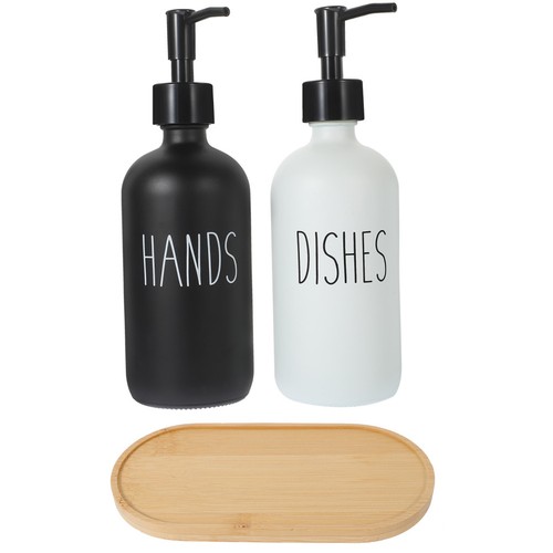 Glass lotion dispenser set - glass,