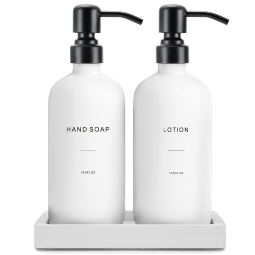 White soap dispenser - dispenser, set