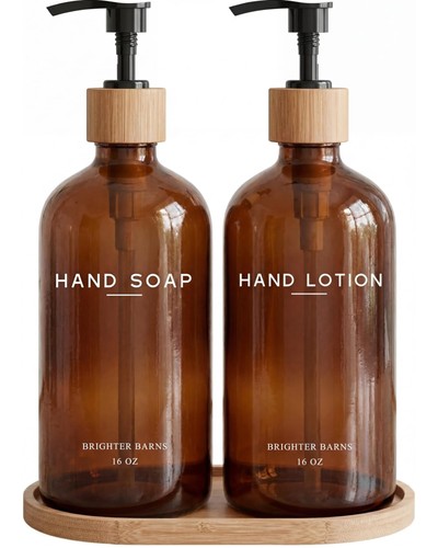 Amber glass soap and lotion - glass,