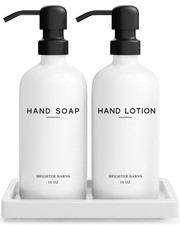 White Glass Soap and Lotion