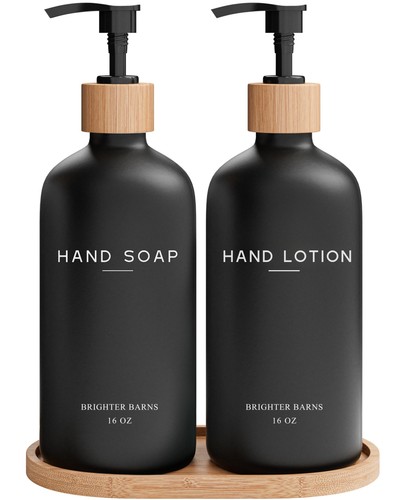 Black glass soap and - black,