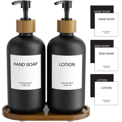 Black soap dispenser set with - soap,