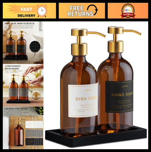 Amber glass soap dispenser - amber,