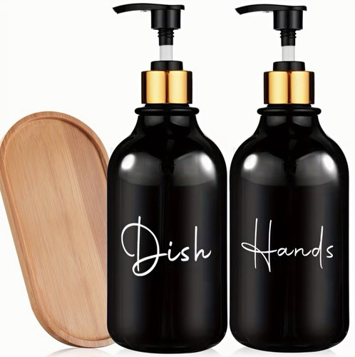 3pc black soap dispenser set - black,