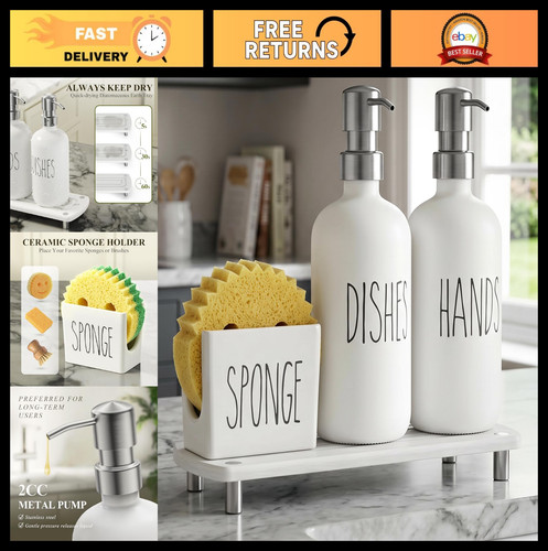 Ceramic soap dispenser set - ceramic,